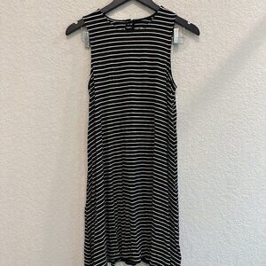 Gap Women's Black And White Stripped Stretchy Cotton Mini Dress Size S